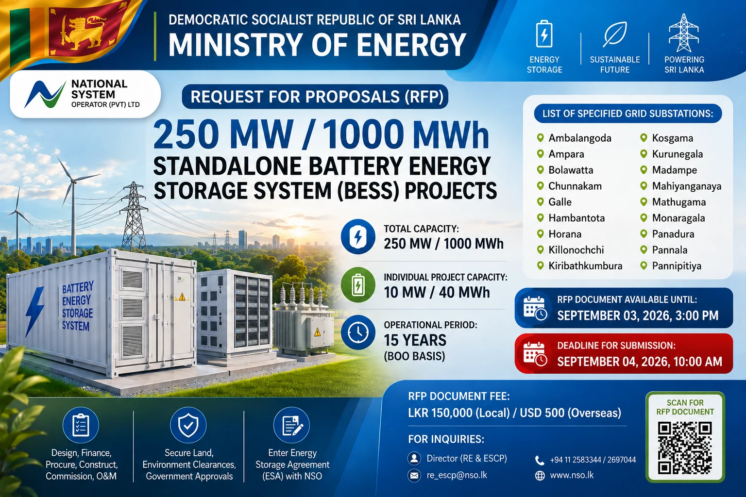 Battery Energy Storage System RFP in Sri Lanka